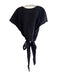 & Other Stories Size 10 Black Linen & Viscose V Neck Short Sleeve Wrap Top Black / 10