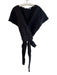 & Other Stories Size 10 Black Linen & Viscose V Neck Short Sleeve Wrap Top Black / 10