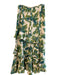Karen Millen Size 6 Green & Cream Silk Side Zip Ruffle Detail Floral Print Skirt Green & Cream / 6