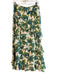 Karen Millen Size 6 Green & Cream Silk Side Zip Ruffle Detail Floral Print Skirt Green & Cream / 6