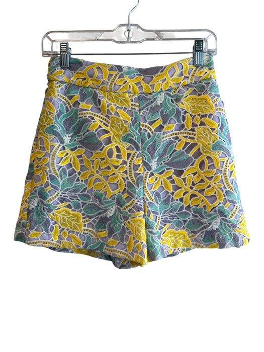 Hutch Size 2 Yellow & Purple Polyester High Rise Back Zip Lace Overlay Shorts Yellow & Purple / 2