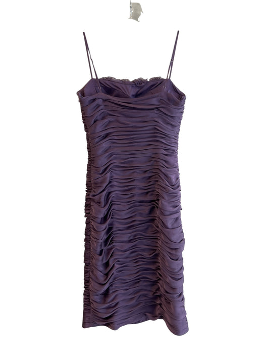 Adriana Papell Size 4 Lavender Polyester Spaghetti Strap Back Zip Gathered Dress Lavender / 4