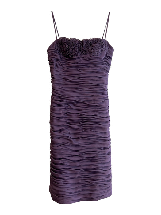 Adriana Papell Size 4 Lavender Polyester Spaghetti Strap Back Zip Gathered Dress Lavender / 4