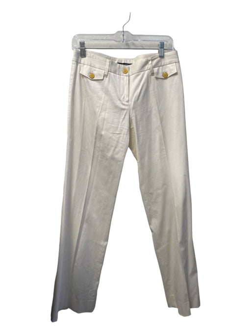 Dolce & Gabbana Size 40 White Gold Buttons Mid Rise Flap Pockets Pants White / 40