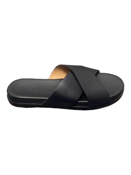 Madewell Shoe Size 9 Black Leather Criss Cross Open Toe Flat Slip On Shoes Black / 9