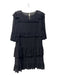 Madewell Size 00 Black Viscose round Ruffle Detail Perforated Tiered Dress Black / 00