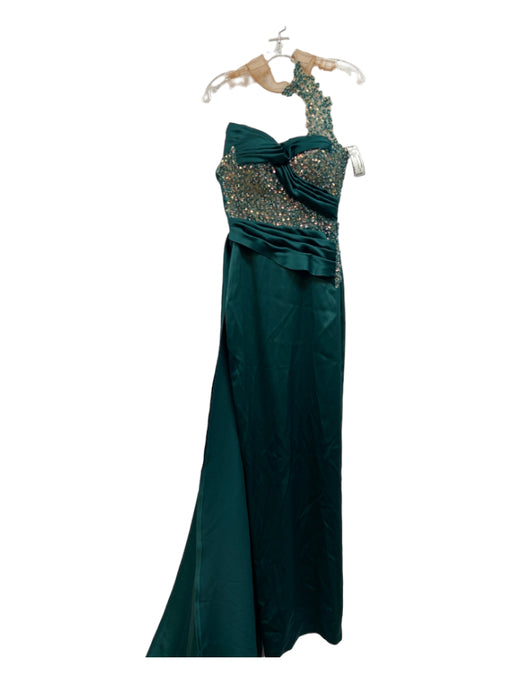 Minna Size XS Green Sequin Illusion Sleeveless Gown Green / XS