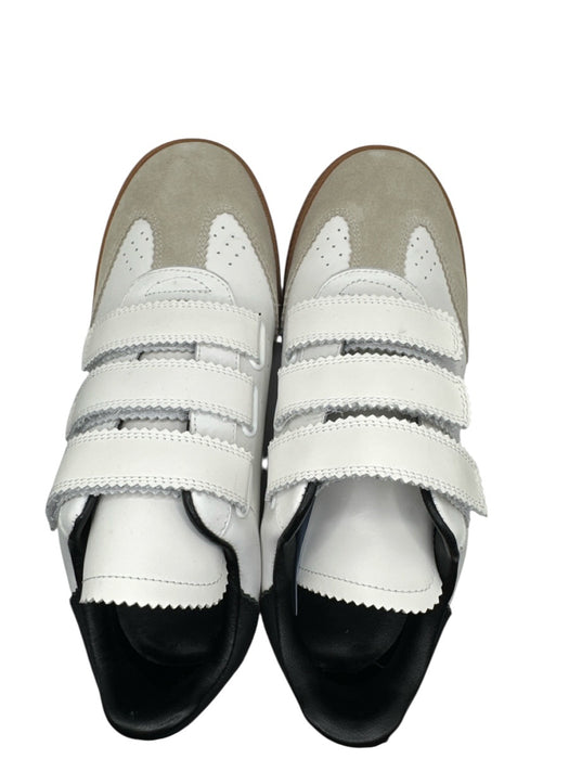 Isabel Marant Shoe Size 40 White, Grey & Black Leather & Suede Velcro Sneakers White, Grey & Black / 40