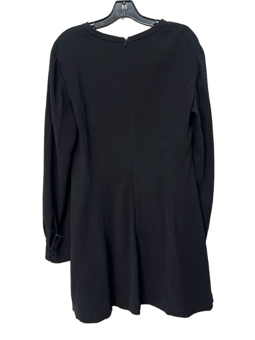 A.L.C. Size 12 Black Silk Lace Detail Long Sleeve Back Zip Dress Black / 12