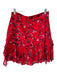 Tanya Taylor Size 4 Red Multi Silk Layered Detail Floral Ruffle Above Knee Skirt Red Multi / 4