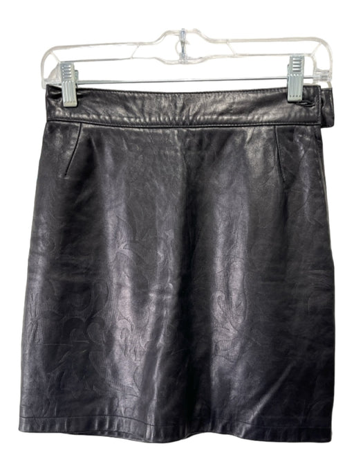 Jenny Size 6 Black Leather Detailing Side Zip Mini Skirt Black / 6