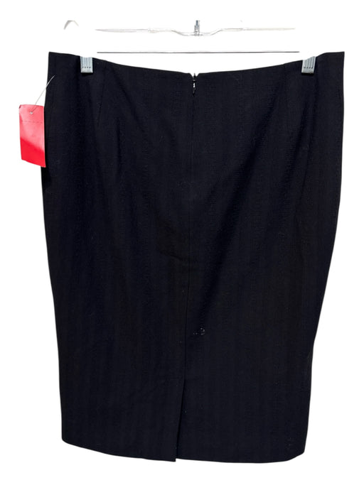 Dolce & Gabbana Size 42 Black Wool Blend Textured Striped Back Zip Pencil Skirt Black / 42