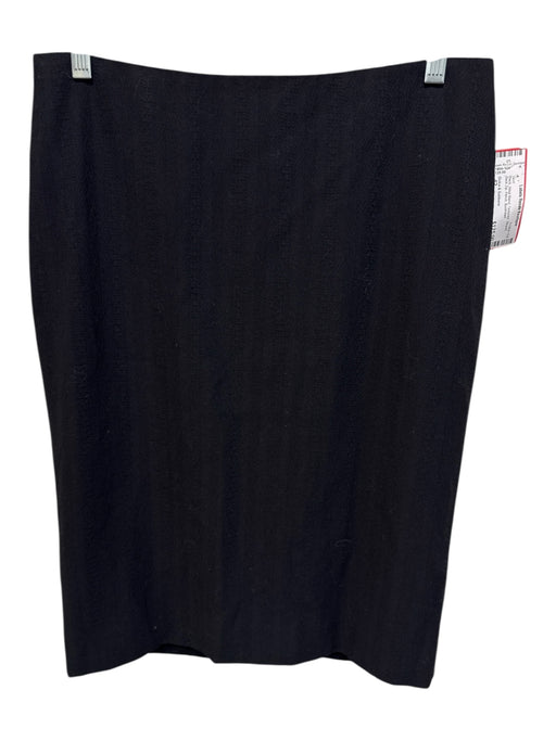 Dolce & Gabbana Size 42 Black Wool Blend Textured Striped Back Zip Pencil Skirt Black / 42