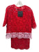 Cynthia Rowley Size M/4 Red & Pink Polyester Open Lace Floral Midi Skirt Set Red & Pink / M/4