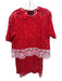 Cynthia Rowley Size M/4 Red & Pink Polyester Open Lace Floral Midi Skirt Set Red & Pink / M/4