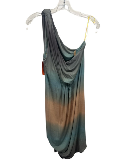 Catherine Malandrino Size M Gray, Green & Beige Viscose Blend One Shoulder Dress Gray, Green & Beige / M