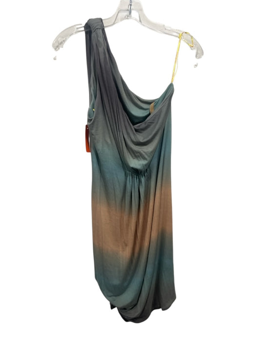 Catherine Malandrino Size M Gray, Green & Beige Viscose Blend One Shoulder Dress Gray, Green & Beige / M
