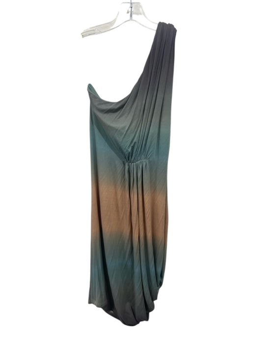 Catherine Malandrino Size M Gray, Green & Beige Viscose Blend One Shoulder Dress Gray, Green & Beige / M