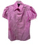 Ralph Lauren Size 8 Pink & White Silk Stripe Short Puff Sleeve Button Up Top Pink & White / 8