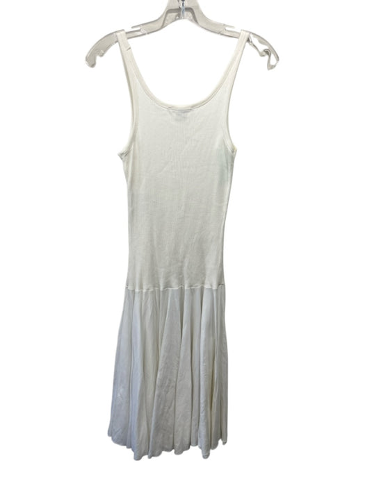 Ralph Lauren Size S White Cotton & Polyester Sleeveless Ribbed Bodice Dress White / S