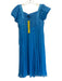 Catherine Malandrino Size 6 Electric Blue Silk Short Puff Sleeve Dress Electric Blue / 6