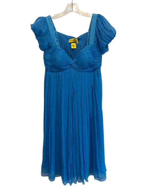Catherine Malandrino Size 6 Electric Blue Silk Short Puff Sleeve Dress Electric Blue / 6