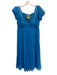 Catherine Malandrino Size 6 Electric Blue Silk Short Puff Sleeve Dress Electric Blue / 6
