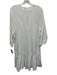 Eberjey Size M White Cotton 3/4 Sleeve Windowpane Split V neck Knee length Dress White / M
