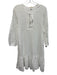 Eberjey Size M White Cotton 3/4 Sleeve Windowpane Split V neck Knee length Dress White / M