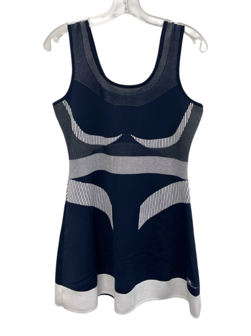 Adidas Stella McCartney Size M Navy Blue & White Polyester & Nylon Flare Dress Navy Blue & White / M