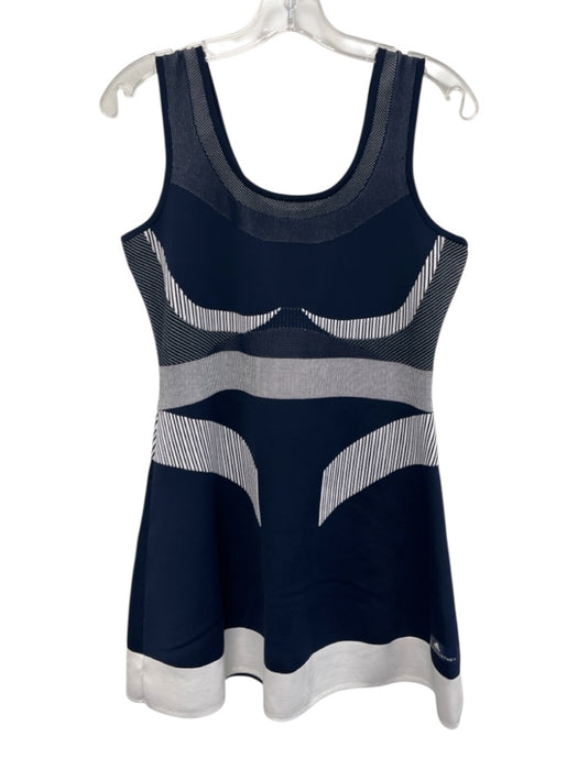 Adidas Stella McCartney Size M Navy Blue & White Polyester & Nylon Flare Dress Navy Blue & White / M
