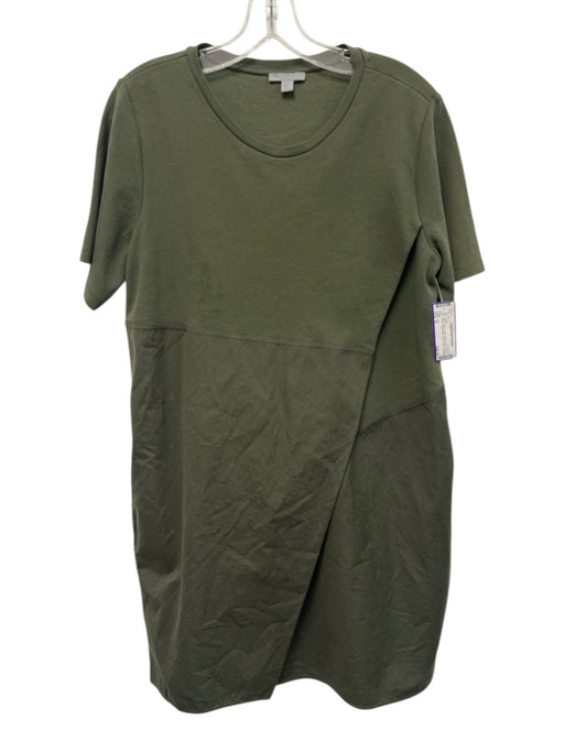 COS Size M Olive Green Cotton Short Sleeve Fabric Block Scoop Neck Dress Olive Green / M