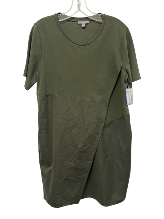 COS Size M Olive Green Cotton Short Sleeve Fabric Block Scoop Neck Dress Olive Green / M