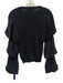 Gracia Size S Black Rayon & Nylon Long puff sleeve Rib Knit Top Black / S