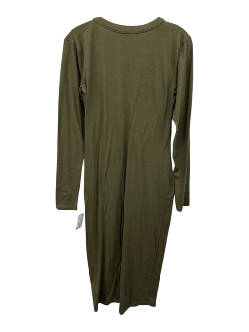 Standard James Perse Size 2 Olive Green Cotton & Spandex Long Sleeve Midi Dress Olive Green / 2