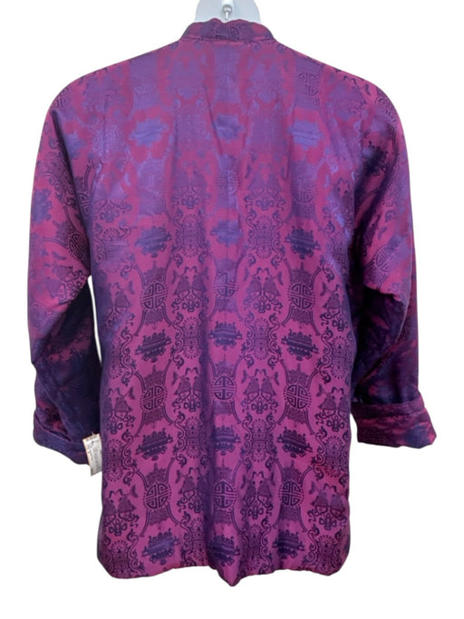 Shanghai Tang Size M Purple, Navy Blue, Lime Green Silk & Rayon Jacquard Jacket Purple, Navy Blue, Lime Green / M