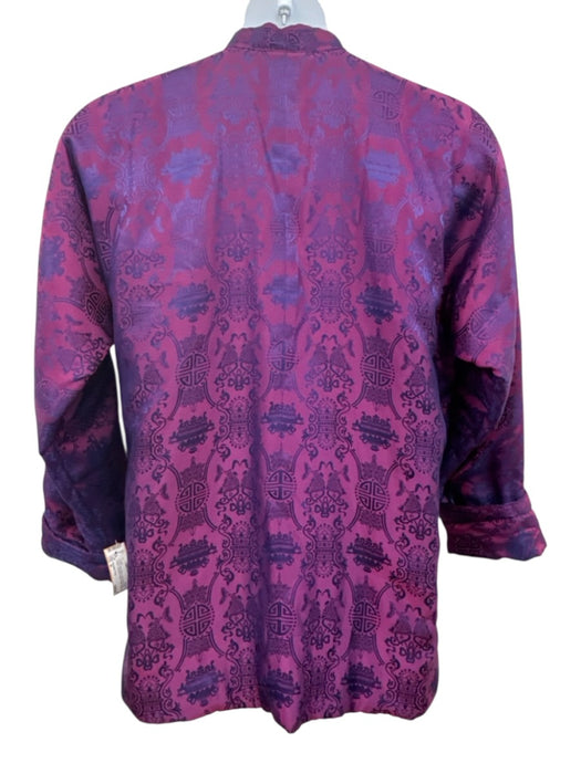 Shanghai Tang Size M Purple, Navy Blue, Lime Green Silk & Rayon Jacquard Jacket Purple, Navy Blue, Lime Green / M