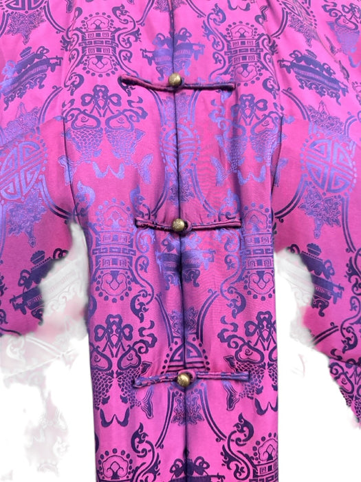 Shanghai Tang Size M Purple, Navy Blue, Lime Green Silk & Rayon Jacquard Jacket Purple, Navy Blue, Lime Green / M