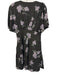 Free People Size 4 Black & Purple Rayon Short Sleeve Floral Print V Neck Dress Black & Purple / 4