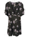 Free People Size 4 Black & Purple Rayon Short Sleeve Floral Print V Neck Dress Black & Purple / 4