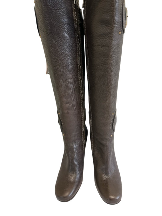 Chloe Shoe Size 36 Brown Pebble Leather Midi Block Heel Knee High Boots Brown / 36
