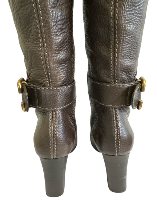 Chloe Shoe Size 36 Brown Pebble Leather Midi Block Heel Knee High Boots Brown / 36