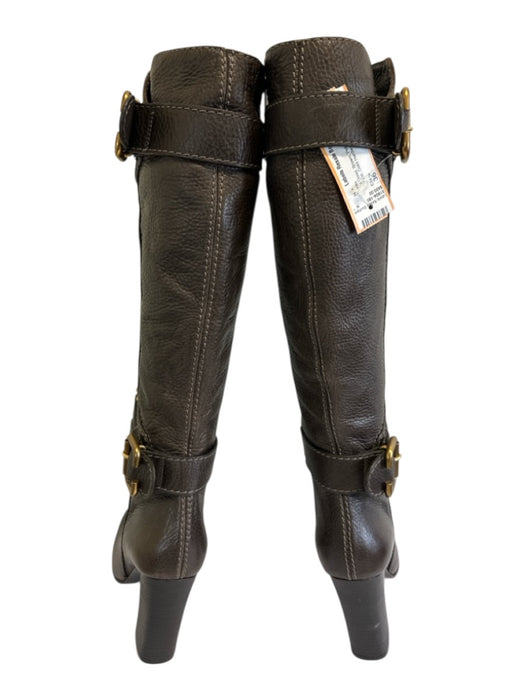 Chloe Shoe Size 36 Brown Pebble Leather Midi Block Heel Knee High Boots Brown / 36
