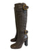 Chloe Shoe Size 36 Brown Pebble Leather Midi Block Heel Knee High Boots Brown / 36