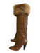 Giuseppe Zanotti Design Shoe Size 36 Brown & Beige Leather Fur Knee High Boots Brown & Beige / 36