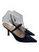 Chanel Shoe Size 36 Dark Blue Canvas & Leather Quilted Midi Kitten Heel Pumps Dark Blue / 36