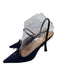 Chanel Shoe Size 36 Dark Blue Canvas & Leather Quilted Midi Kitten Heel Pumps Dark Blue / 36