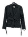 Lida Baday Size 6 Black Polyester Button Front Long Sleeve Lapels Ruched Jacket Black / 6
