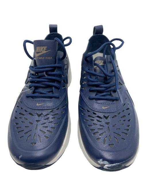Nike Shoe Size 6 Navy Blue & White Leather Laser Cut Laces Sneakers Navy Blue & White / 6