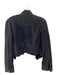 Free People Size S Black Cotton Velvet Ruffle lapel Crop Open Front Jacket Black / S